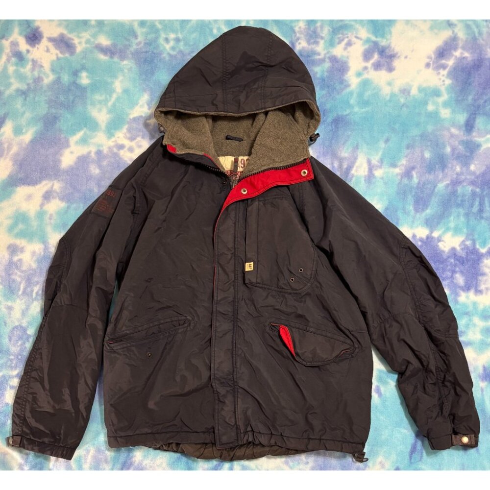 Abercrombie and Fitch A92 Blue Winter Fleece Lined Zipper Coat Ski Jacket Navy L